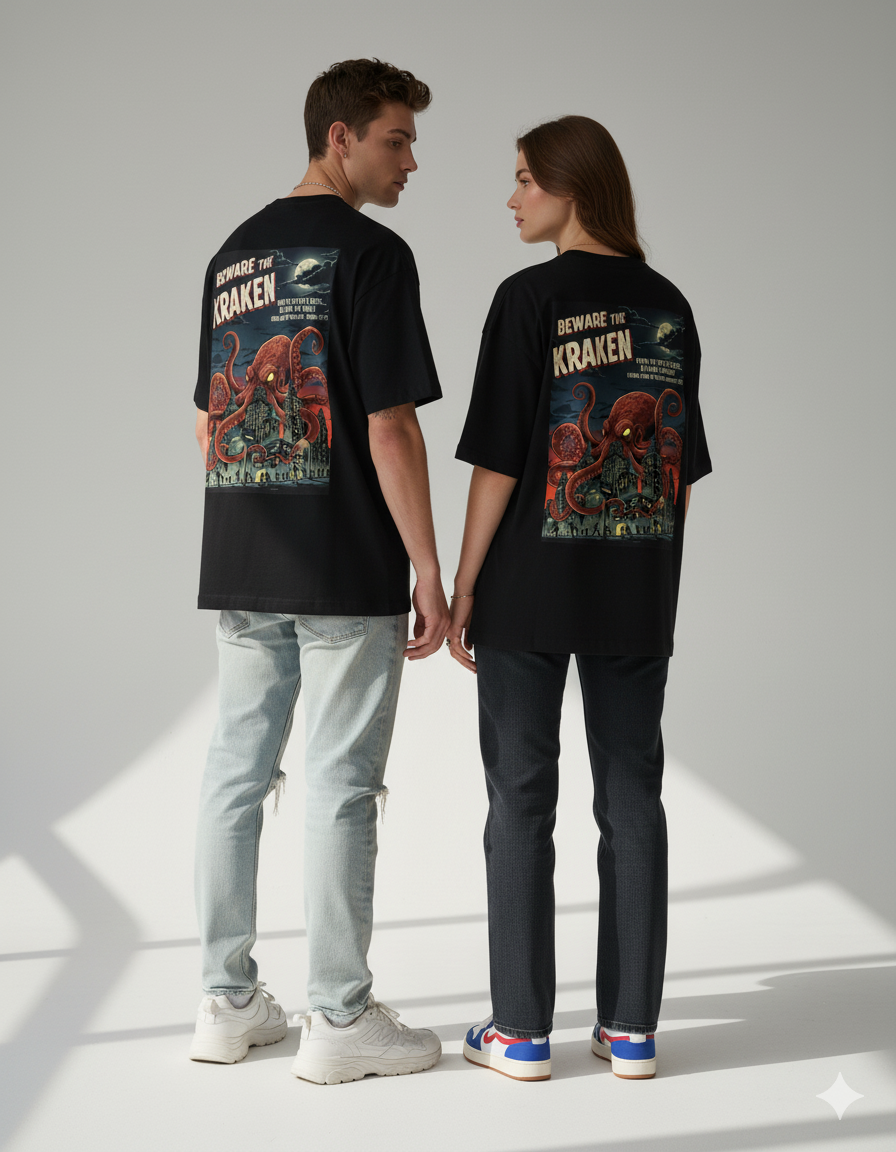 "Beware the Kraken" Heavyweight Graphic Tee | 260 GSM Unisex Streetwear