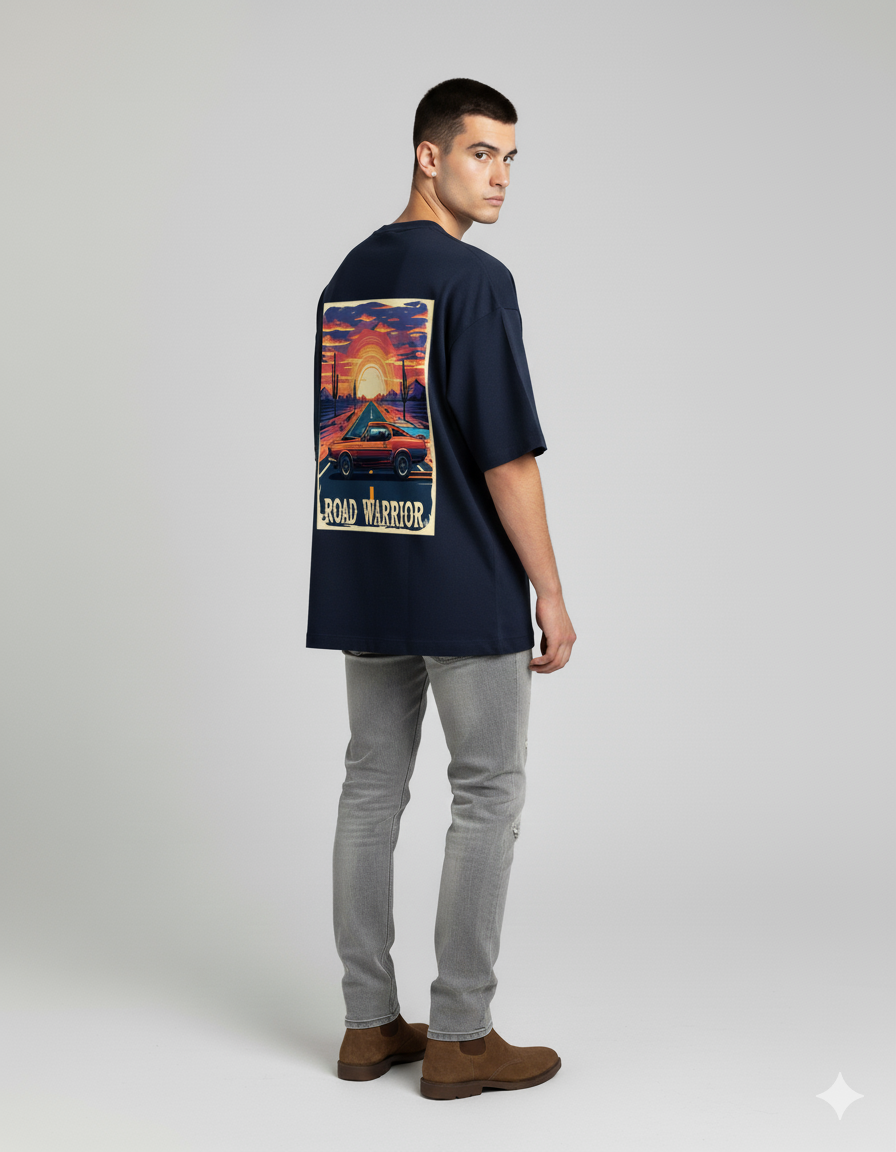 Vintage "Road Warrior" Car Tee | Retro Desert Sunset Graphic Shirt Unisex Wear