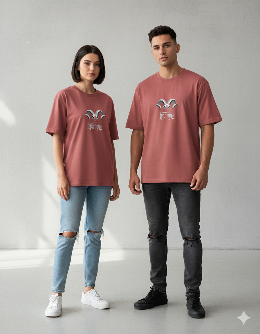 "Harpye" Gothic Ram Skull Heavyweight T-Shirt | 240 GSM Unisex Streetwear