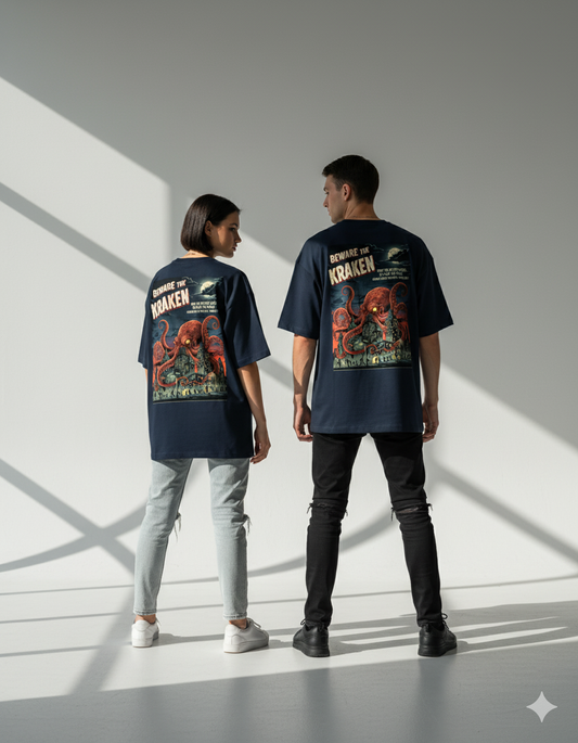 "Beware the Kraken" Heavyweight Graphic Tee | 260 GSM Unisex Streetwear