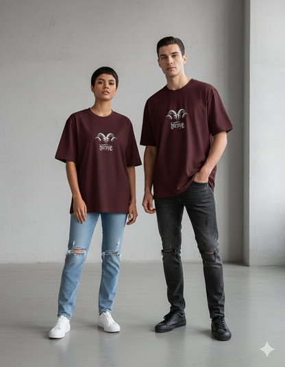 "Harpye" Gothic Ram Skull Heavyweight T-Shirt | 240 GSM Unisex Streetwear