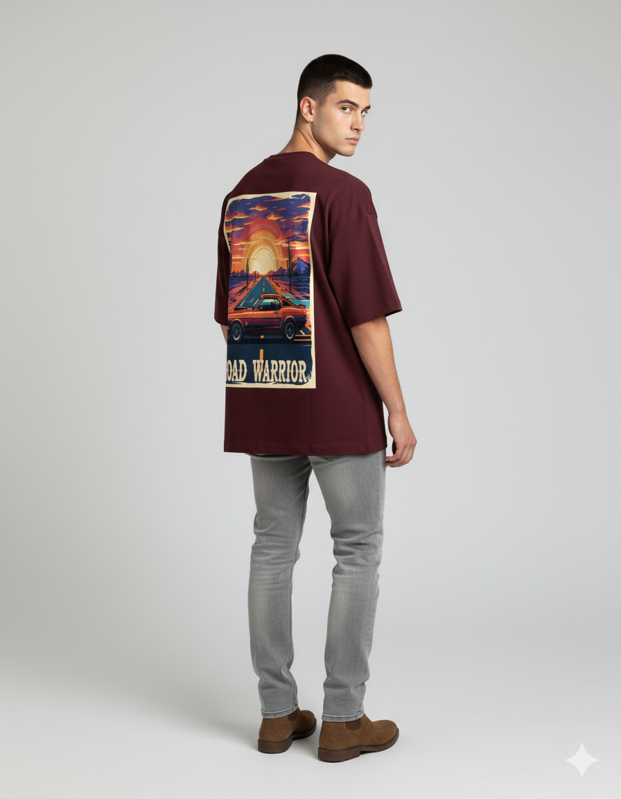 Vintage "Road Warrior" Car Tee | Retro Desert Sunset Graphic Shirt Unisex Wear