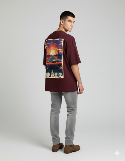 Vintage "Road Warrior" Car Tee | Retro Desert Sunset Graphic Shirt Unisex Wear