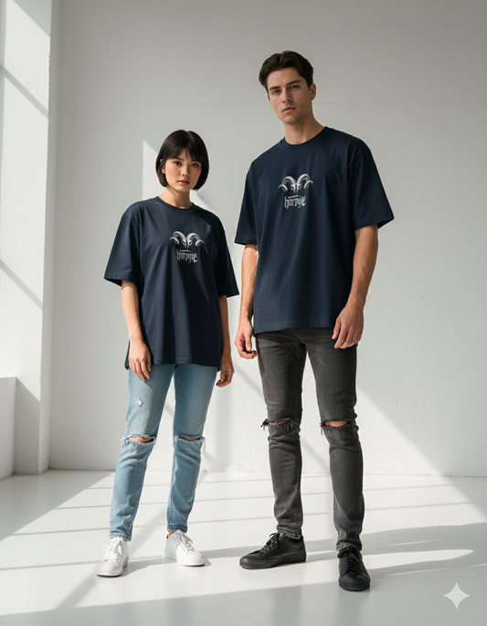 "Harpye" Gothic Ram Skull Heavyweight T-Shirt | 240 GSM Unisex Streetwear