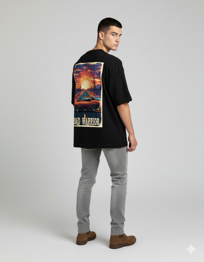 Vintage "Road Warrior" Car Tee | Retro Desert Sunset Graphic Shirt Unisex Wear